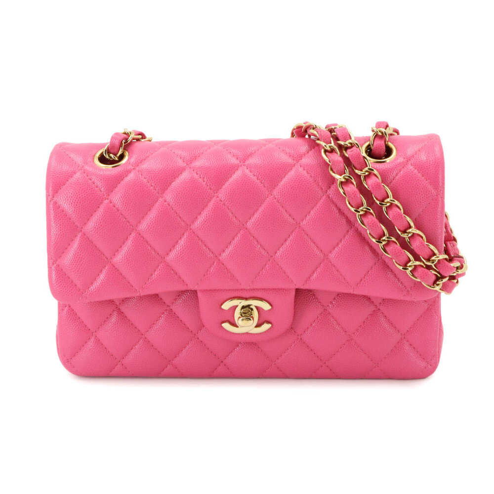 Chanel Matelasse 23 Chain Shoulder Handbag, Caviar Leather, Pink, A01113, Gol...